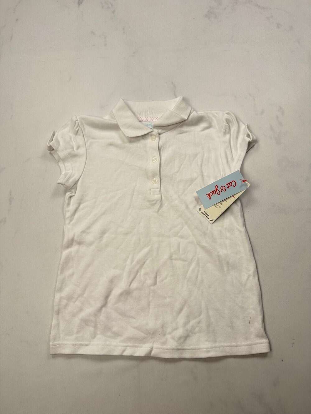 Cat & Jack Polo Shirt White Current Minimalist - Girls S